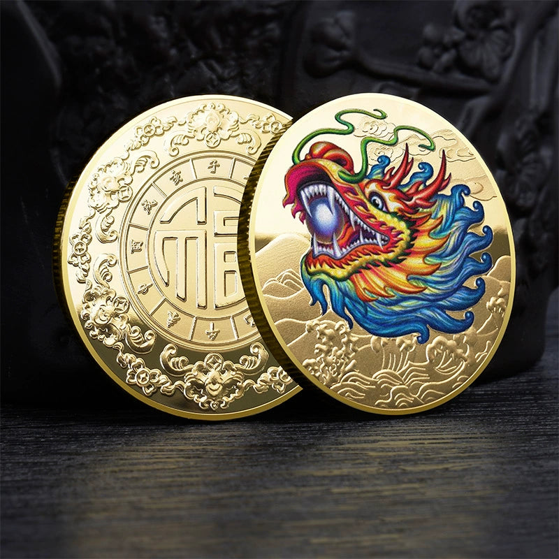 China Dragon Year Coin Zodiac Dragon age Coins Unique fengshui Gift Ideas Long 中国龙 2338-Chinese Style Finds™