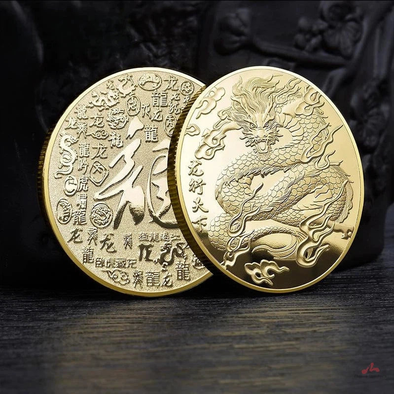 China Dragon age Coin Commemorative dragon year Coins Unique zodiac fengshui Gift Ideas Dragon 龙行天下 2393-Chinese Style Finds™