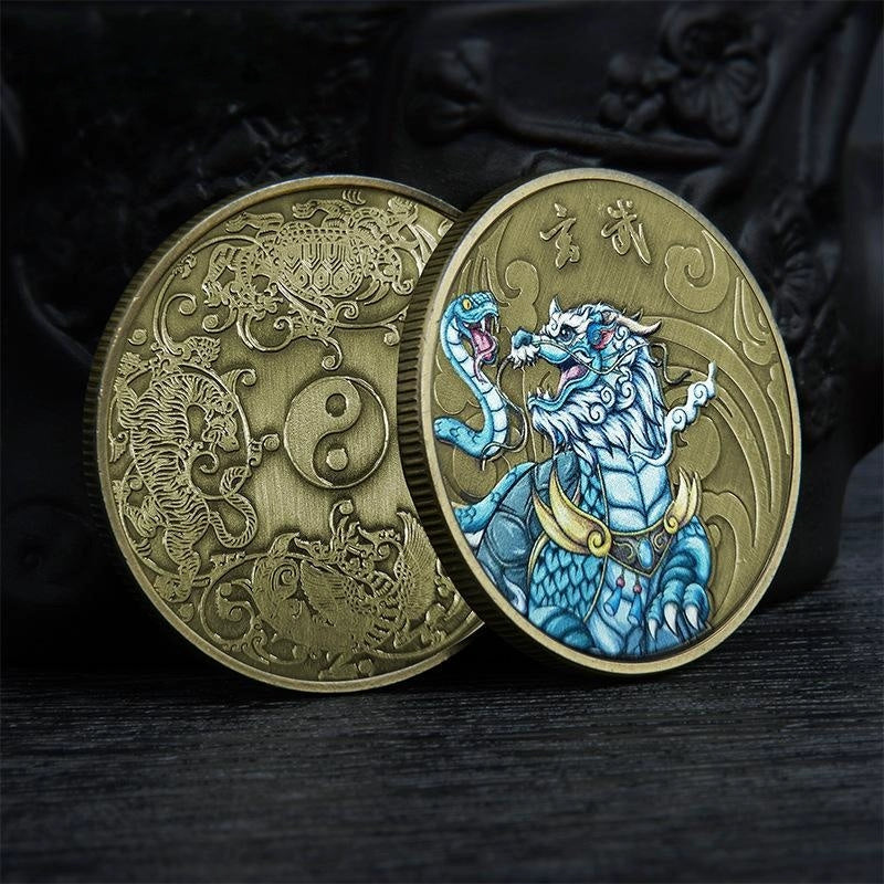 China Four Symbols Coin Blue Dragon White Tiger Rosefinch Tortoise Coins Unique Fengshui Gift Ideas 白虎青龙玄武朱雀 2389-Chinese Style Finds™