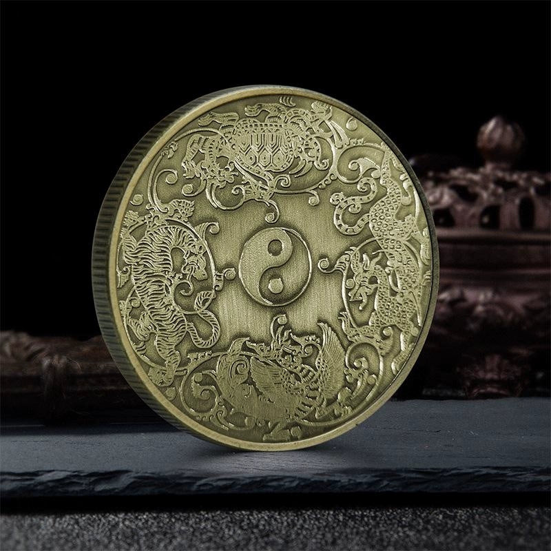 China Four Symbols Coin Blue Dragon White Tiger Rosefinch Tortoise Coins Unique Fengshui Gift Ideas 白虎青龙玄武朱雀 2389-Chinese Style Finds™