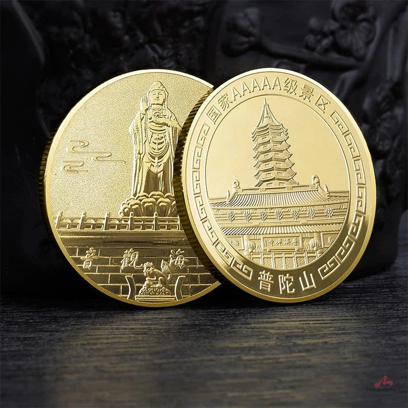 China Souvenirs Coin Trip Commemorative Coins Unique Travel Gift Ideas Guanyin Putuoshan 南海观音普陀山 2283-Chinese Style Finds™