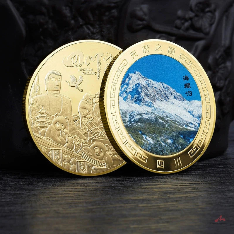 China Souvenirs Coin Trip Commemorative Coins Unique Travel Gift Ideas Hailuo Ditch 四川海螺沟 2125-Chinese Style Finds™