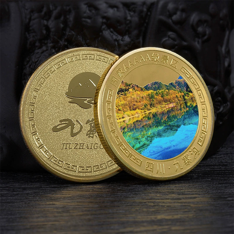 China Souvenirs Coin Trip Commemorative Coins Unique Travel Gift Ideas Jiuzhaigou Valley National Park 四川九寨沟 2275-Chinese Style Finds™