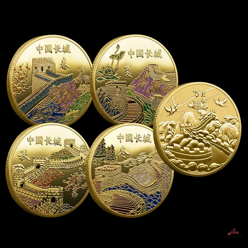 China Souvenirs Coin Trip Commemorative Coins Unique Travel Gift Ideas The Great Wall spring summe autumn winter 长城 1985-Chinese Style Finds™