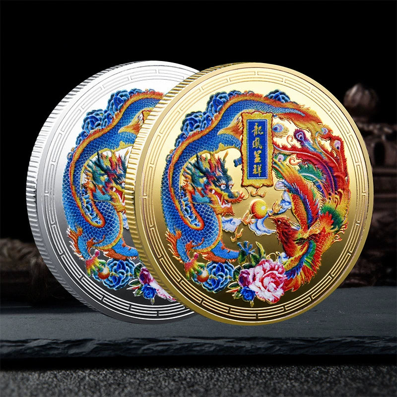 China Souvenirs Coin Trip Commemorative Coins Unique Travel Gift Ideas prosperity brought by the dragon and the phoenix 龙凤呈祥 2025-Chinese Style Finds™