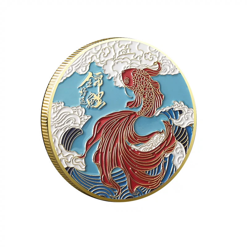 China Souvenirs Koi Coin Trip Commemorative Fish Coins Fengshui Good Luck Gift Ideas 锦鲤 2414-Chinese Style Finds™