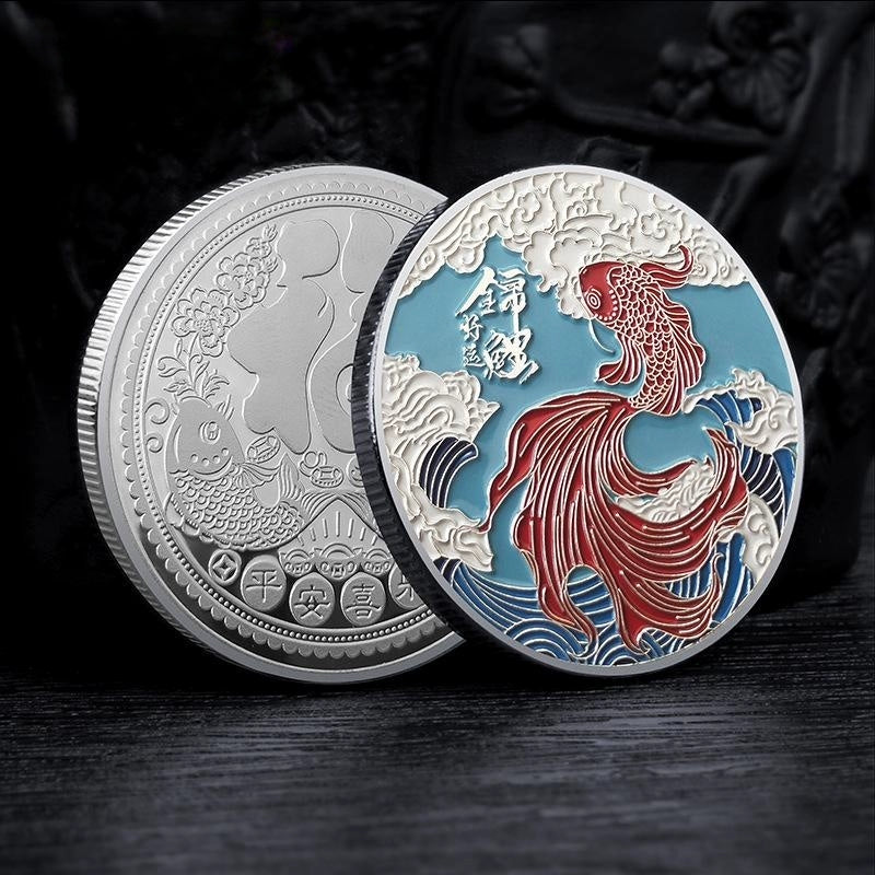 China Souvenirs Koi Coin Trip Commemorative Fish Coins Fengshui Good Luck Gift Ideas 锦鲤 2414-Chinese Style Finds™