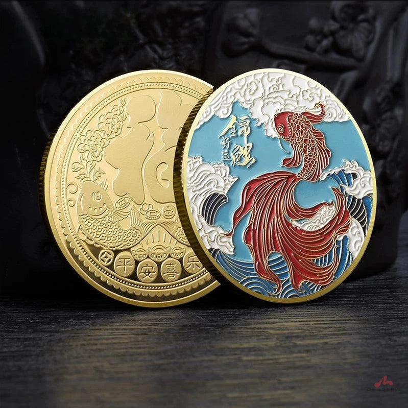 China Souvenirs Koi Coin Trip Commemorative Fish Coins Fengshui Good Luck Gift Ideas 锦鲤 2414-Chinese Style Finds™