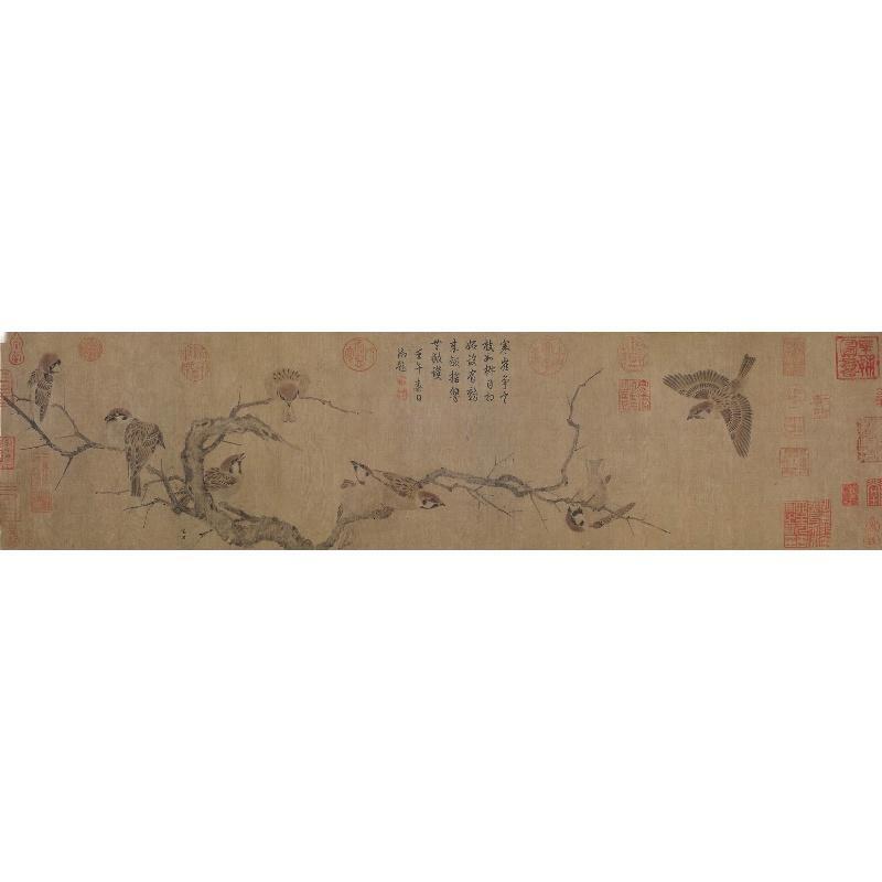 Chinese Antique Art Painting 北宋崔白 寒雀图 Song Cui Bai Han Que Tu China Ancient Wall Picture Ideas 1468-Chinese Style Finds™