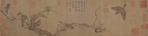 Chinese Antique Art Painting 北宋崔白 寒雀图 Song Cui Bai Han Que Tu China Ancient Wall Picture Ideas 1468-Chinese Style Finds™