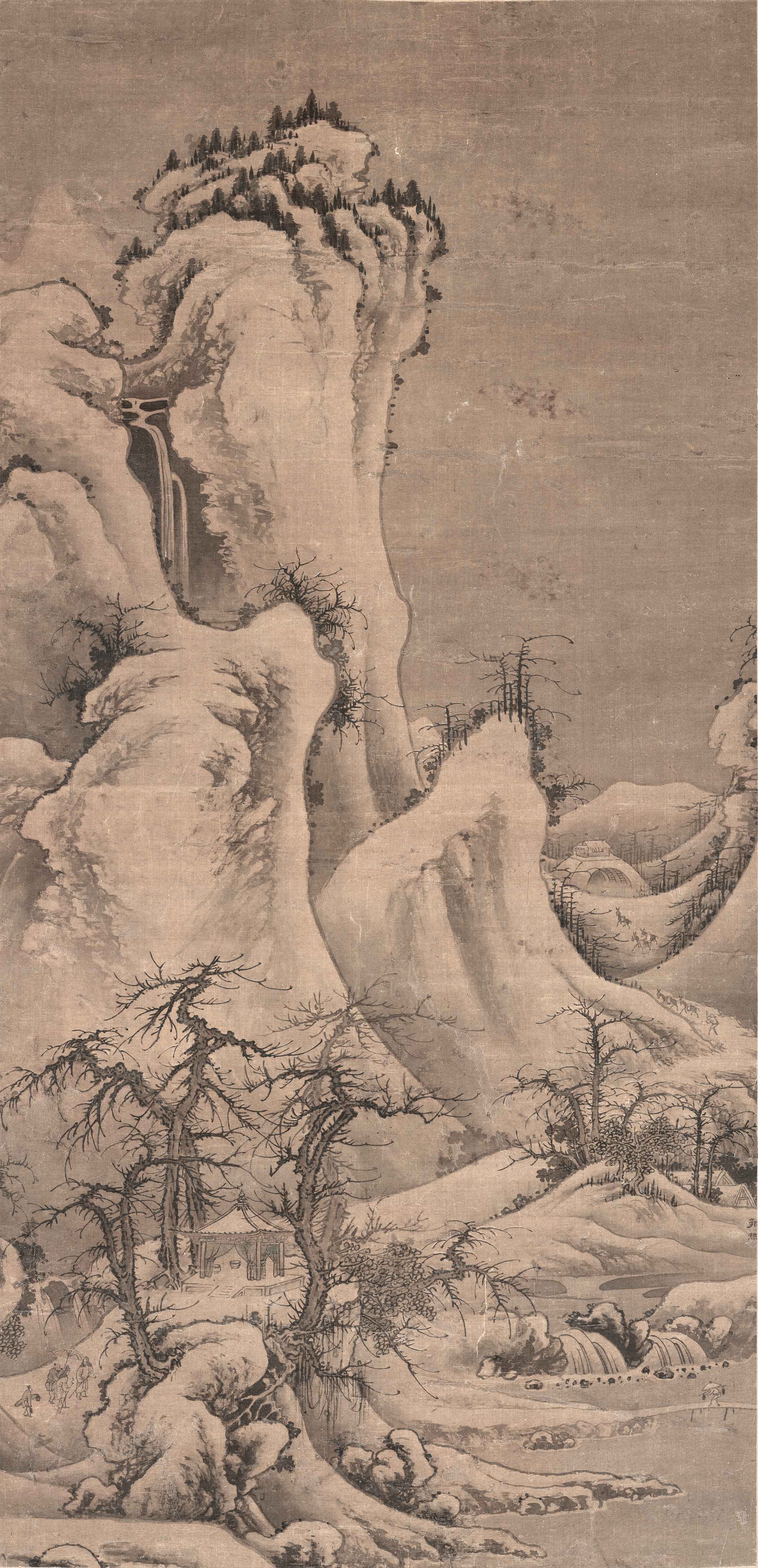 Chinese Antique Art Painting 北宋 郭熙 雪山行旅图 Song Gou Xi Xue Shan Xing Lv Tu Snow Travel China Ancient Wall Picture Ideas 1368-Chinese Style Finds™