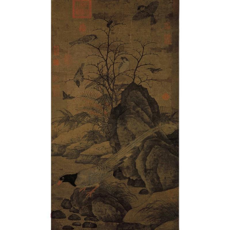 Chinese Antique Art Painting 北宋 黄居寀 山鹧棘雀图 Song Huang Ju Cai Shan Zhe Ji Que Tu China Ancient Wall Picture Ideas 1420-Chinese Style Finds™