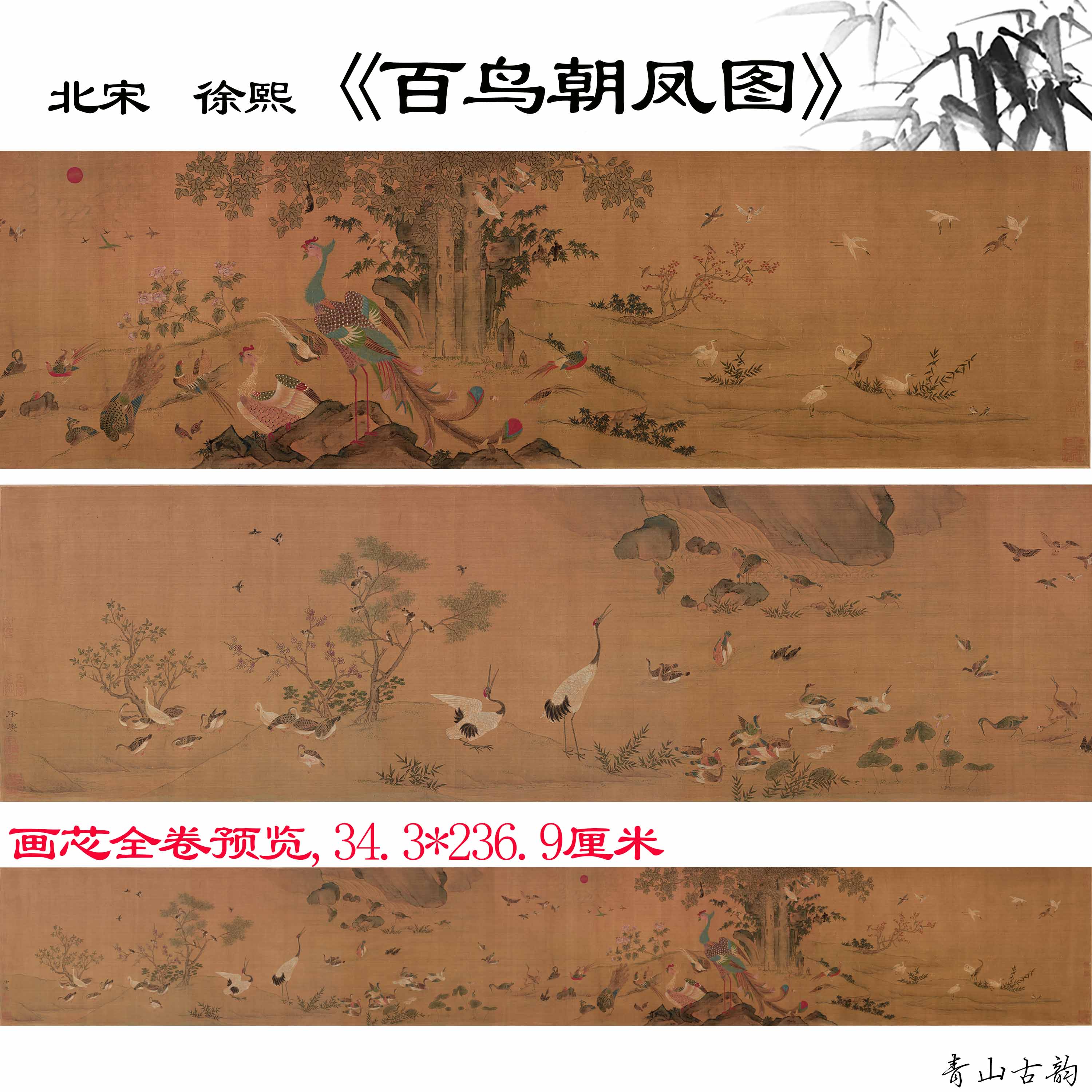 Chinese Antique Art Painting 北宋 徐熙 百鸟朝凤图 Song Xu Xi Bai Niao Chao Feng Tu China Ancient Wall Picture Ideas 1440-Chinese Style Finds™