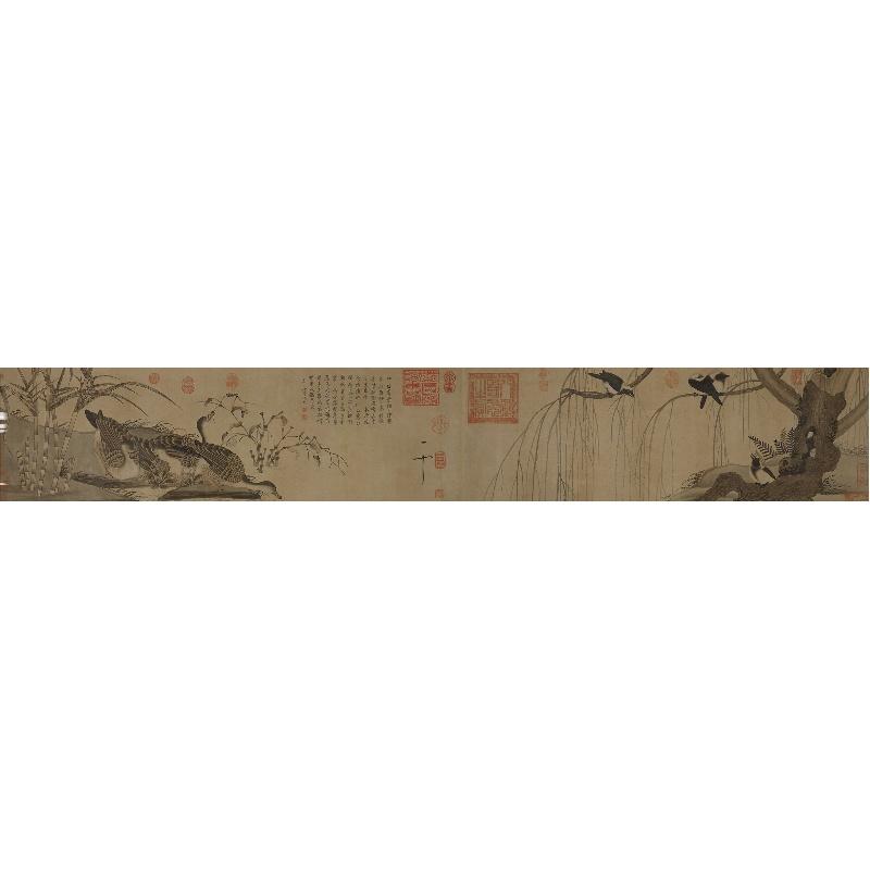 Chinese Antique Art Painting 北宋 赵佶 柳鸦芦雁图 Song Zhao Ji Liu Ya Lu Yan Tu China Ancient Wall Picture Ideas 1464-Chinese Style Finds™