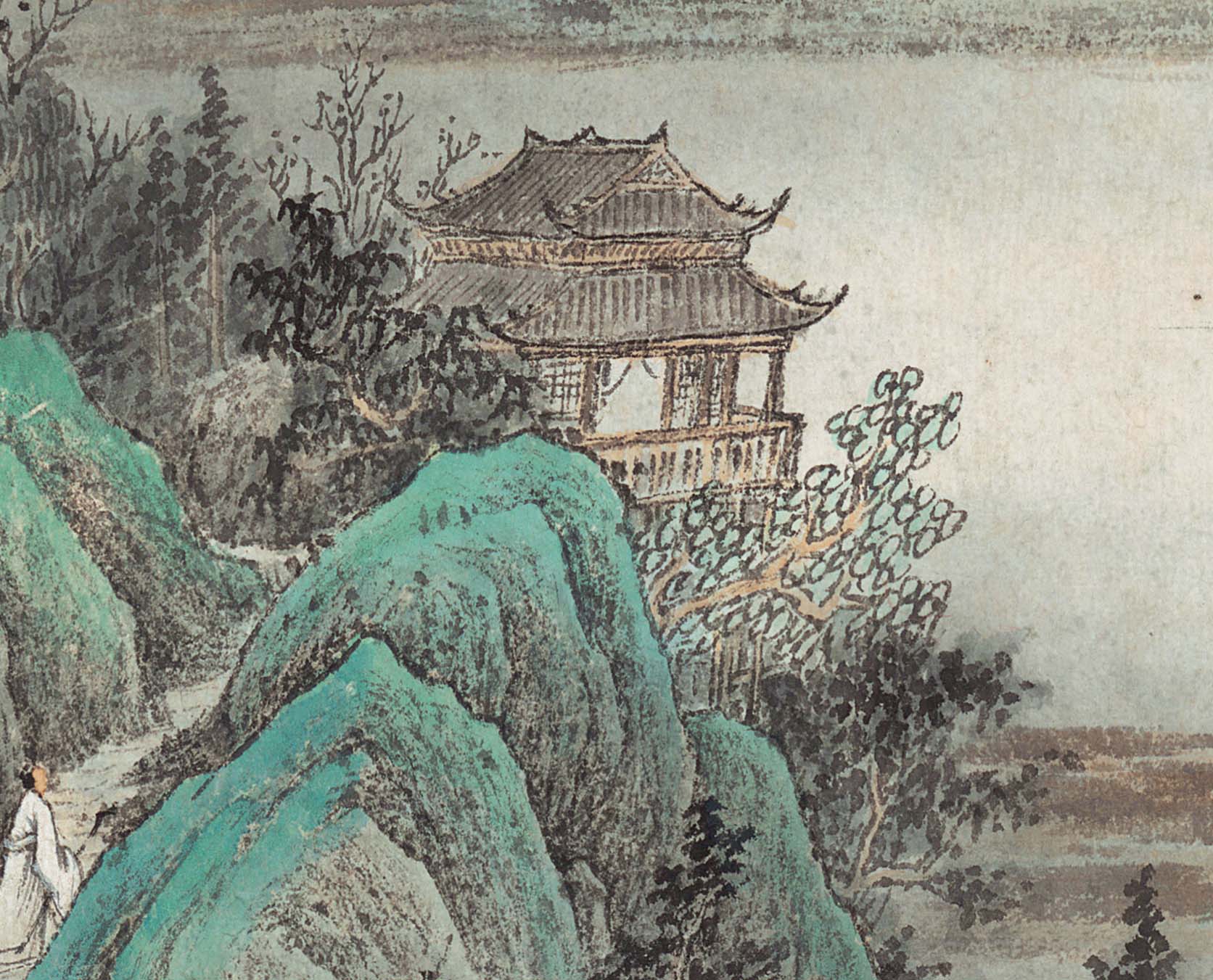 Chinese Antique Art Painting 董希源 青绿山水图 Dong Xiyuan Green Moutain Water Shan Shui China Ancient Wall Picture Ideas 3371-Chinese Style Finds™