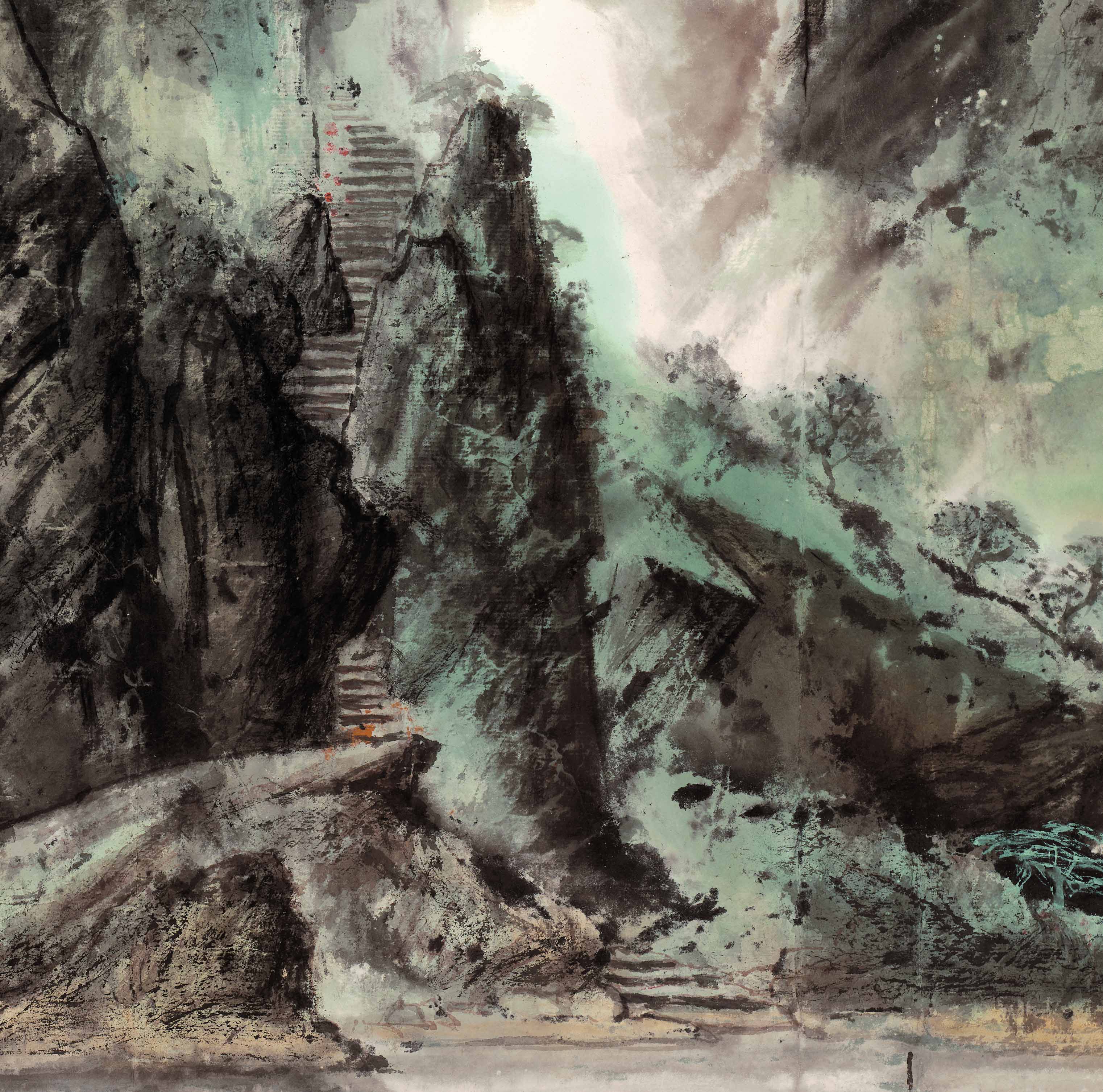 Chinese Antique Art Painting 郜宗远 青山绿水 Gao Zongyuan Moutain Water Shan Shui Landscape China Ancient Wall Picture Ideas 3481-Chinese Style Finds™