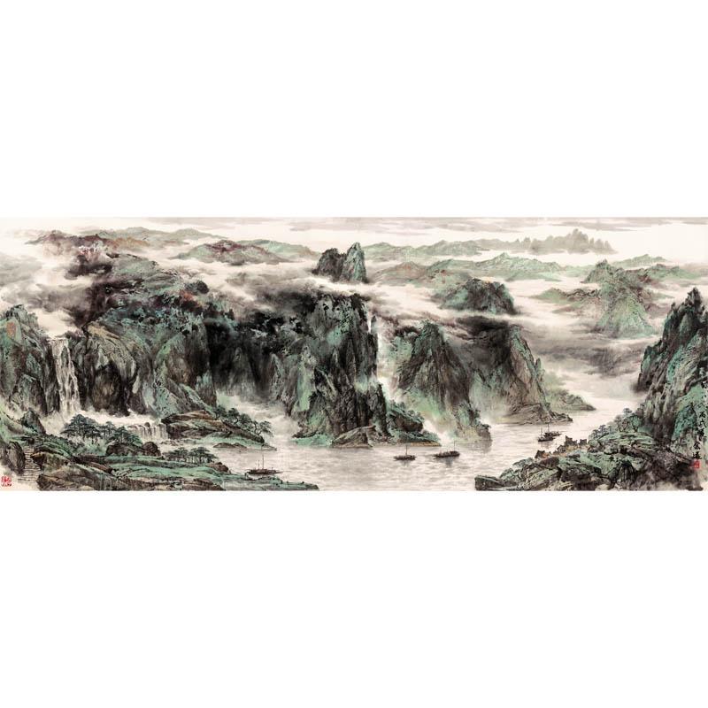 Chinese Antique Art Painting 郜宗远 青山绿水 Gao Zongyuan Moutain Water Shan Shui Landscape China Ancient Wall Picture Ideas 3481-Chinese Style Finds™