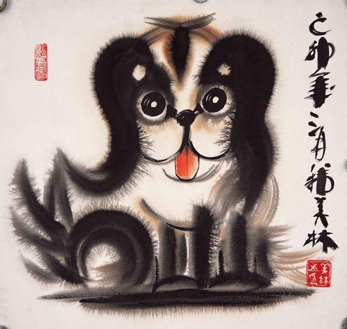 Chinese Antique Art Painting 韩美林 双猴 Han Meilin 2 Monkeys China Ancient Wall Picture Ideas 3419-Chinese Style Finds™