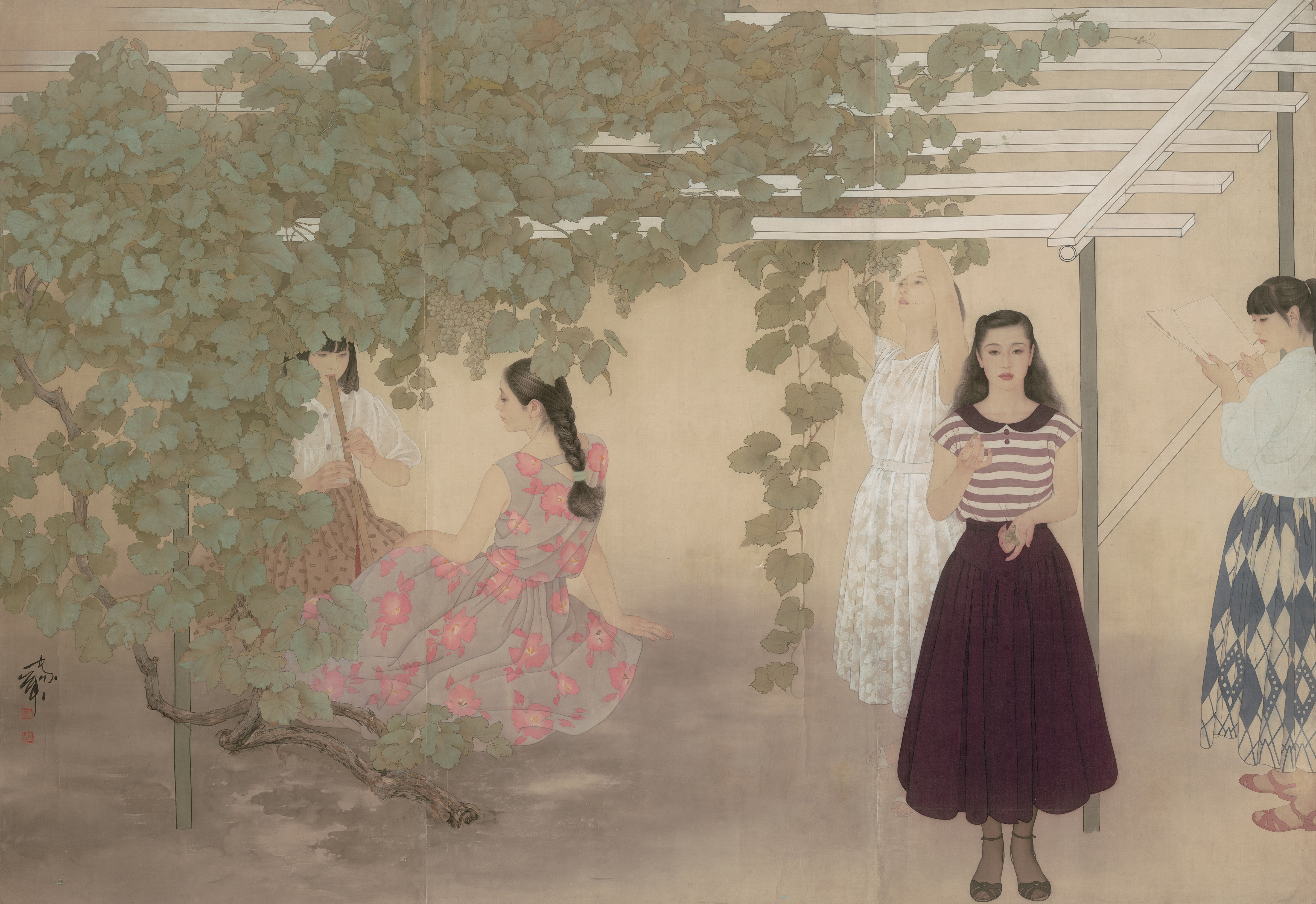 Chinese Antique Art Painting 何家英 酸葡萄 He Jiaying Sour Grape China Ancient Wall Picture Ideas 3147-Chinese Style Finds™