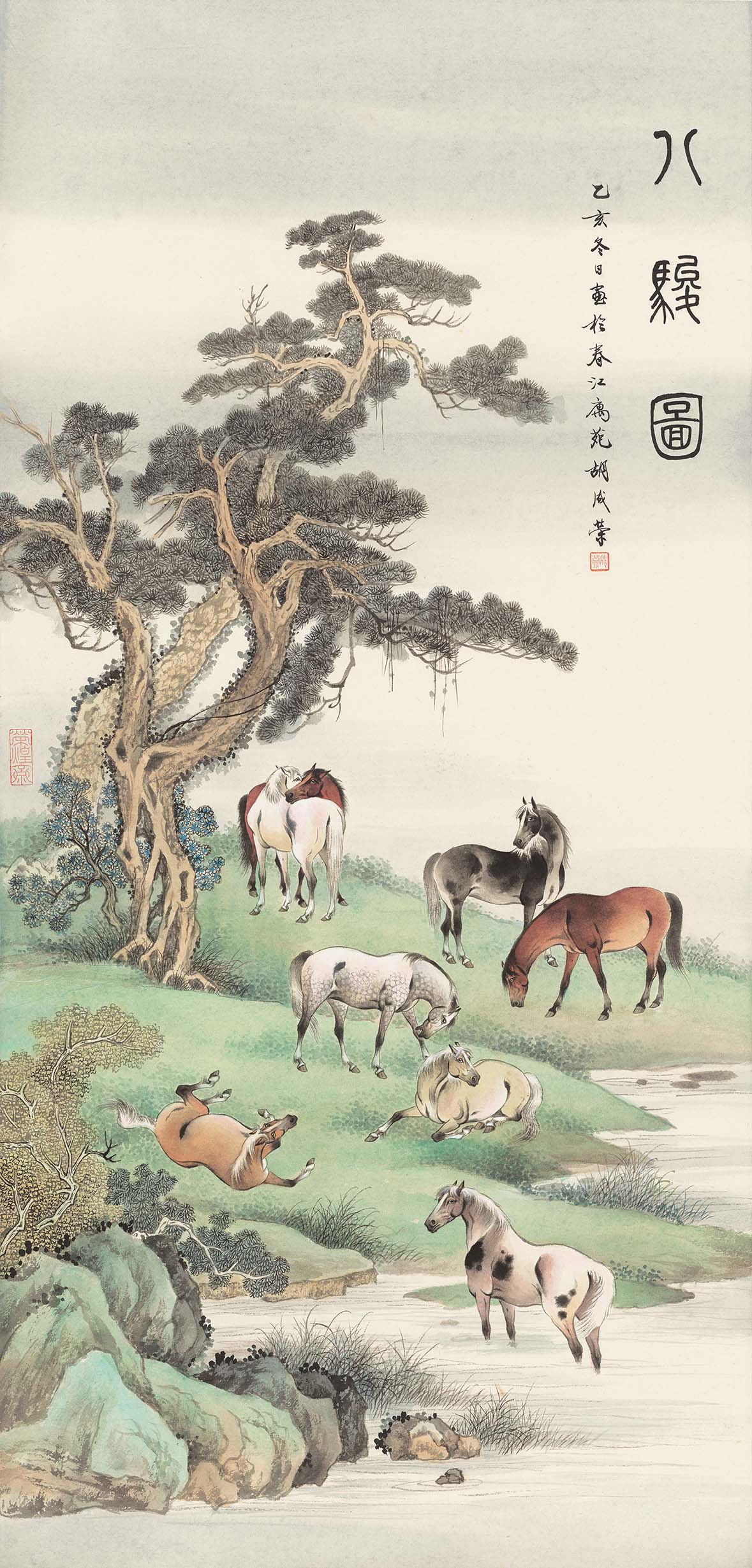 Chinese Antique Art Painting 胡成荣 八骏图 Hu Chenglong Ba Jun Tu 8 Horses China Ancient Wall Picture Ideas 4207-Chinese Style Finds™