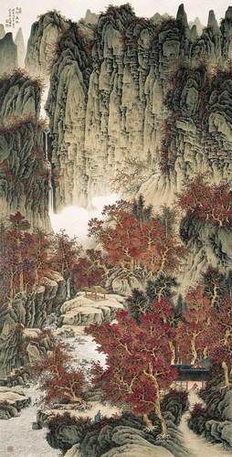 Chinese Antique Art Painting 贾国英 太行高秋 雾云 Jia Guo Ying Taihang Moutain China Ancient Wall Picture Ideas 3883-Chinese Style Finds™