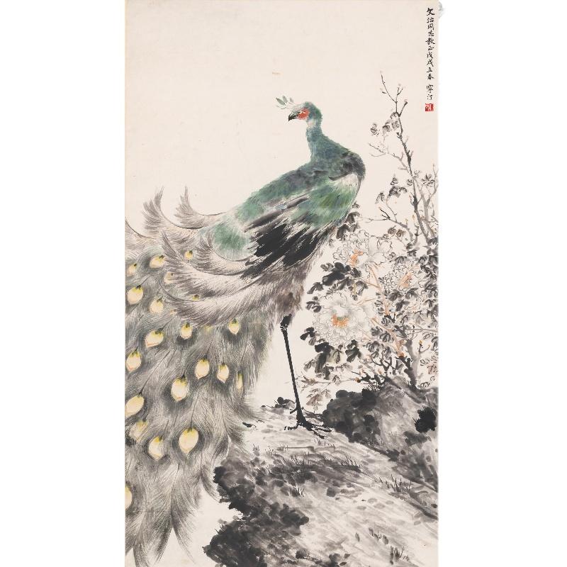 Chinese Antique Art Painting 江寒汀 孔雀图 Jiang Hanting Peacock Kong Que China Ancient Wall Picture Ideas 3541-Chinese Style Finds™