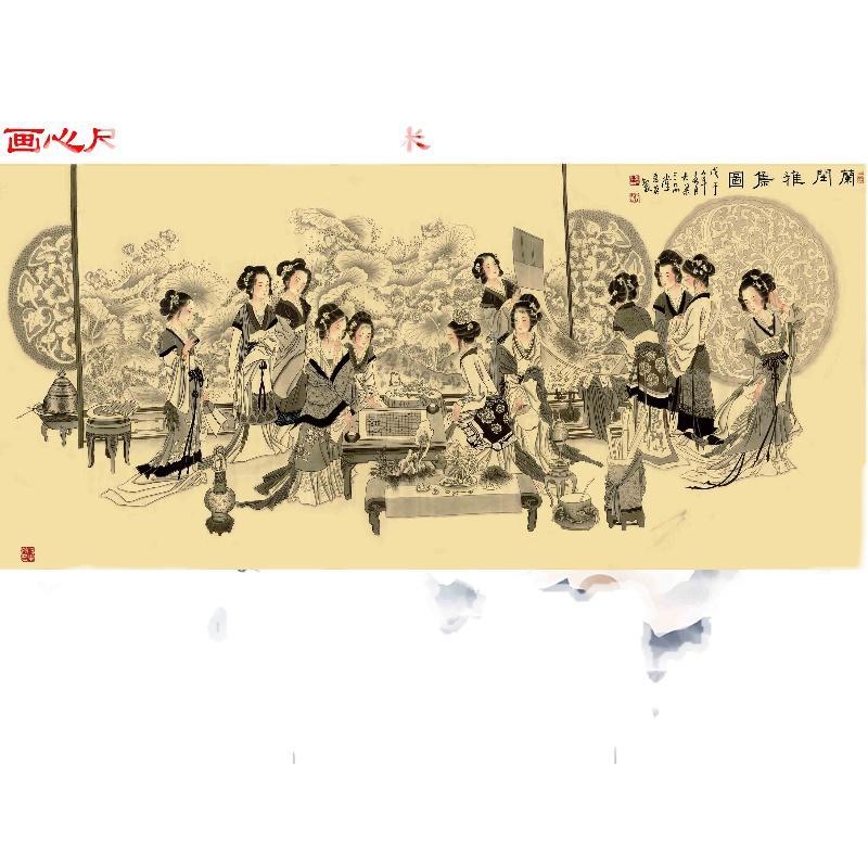 Chinese Antique Art Painting 兰闺雅乐图 12 Beauties China Ancient Wall Picture Ideas 4081-Chinese Style Finds™