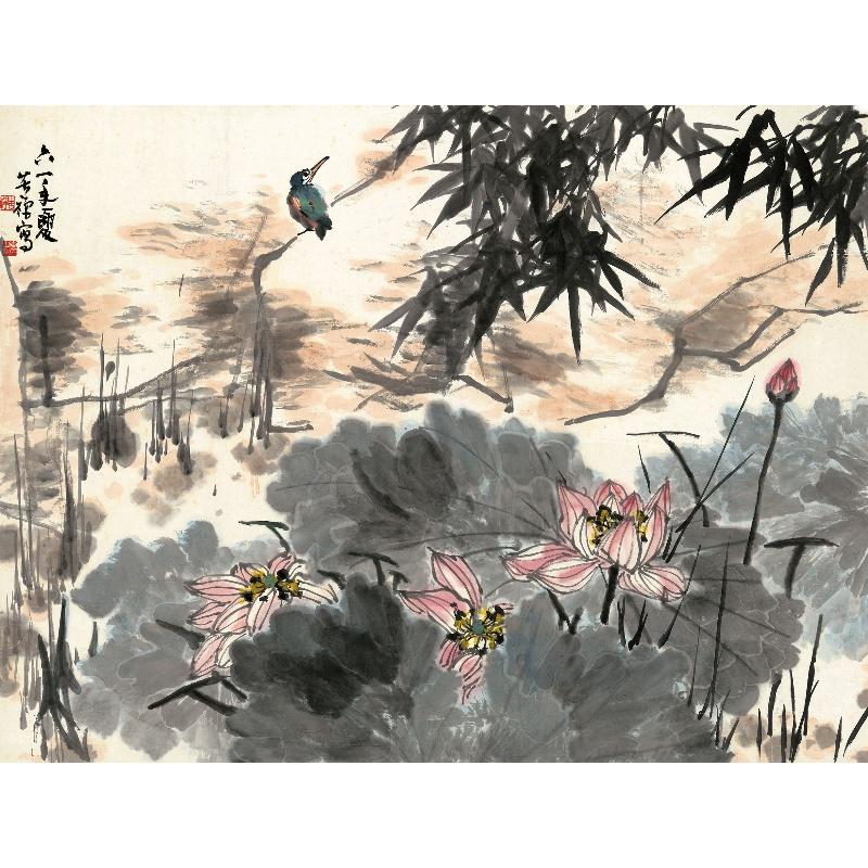 Chinese Antique Art Painting 李苦禅 荷花 Li Kuchan He Hua Lotus Flower China Ancient Wall Picture Ideas 4639-Chinese Style Finds™