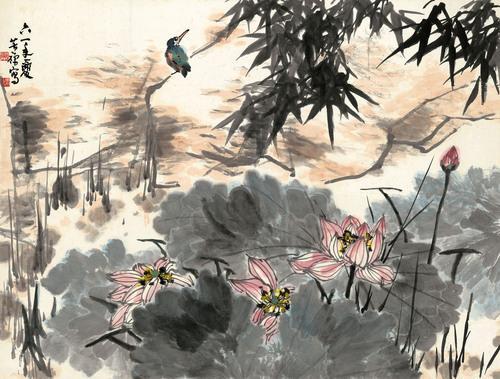 Chinese Antique Art Painting 李苦禅 荷花 Li Kuchan He Hua Lotus Flower China Ancient Wall Picture Ideas 4639-Chinese Style Finds™