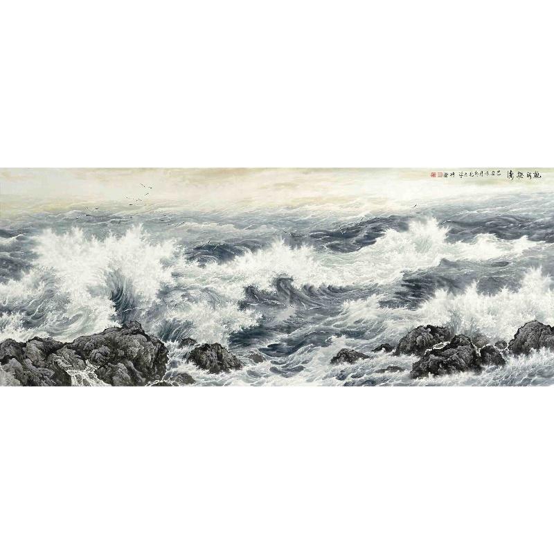 Chinese Antique Art Painting 李平甲 观海听涛 Li Jiaping Sea China Ancient Wall Picture Ideas 4289-Chinese Style Finds™