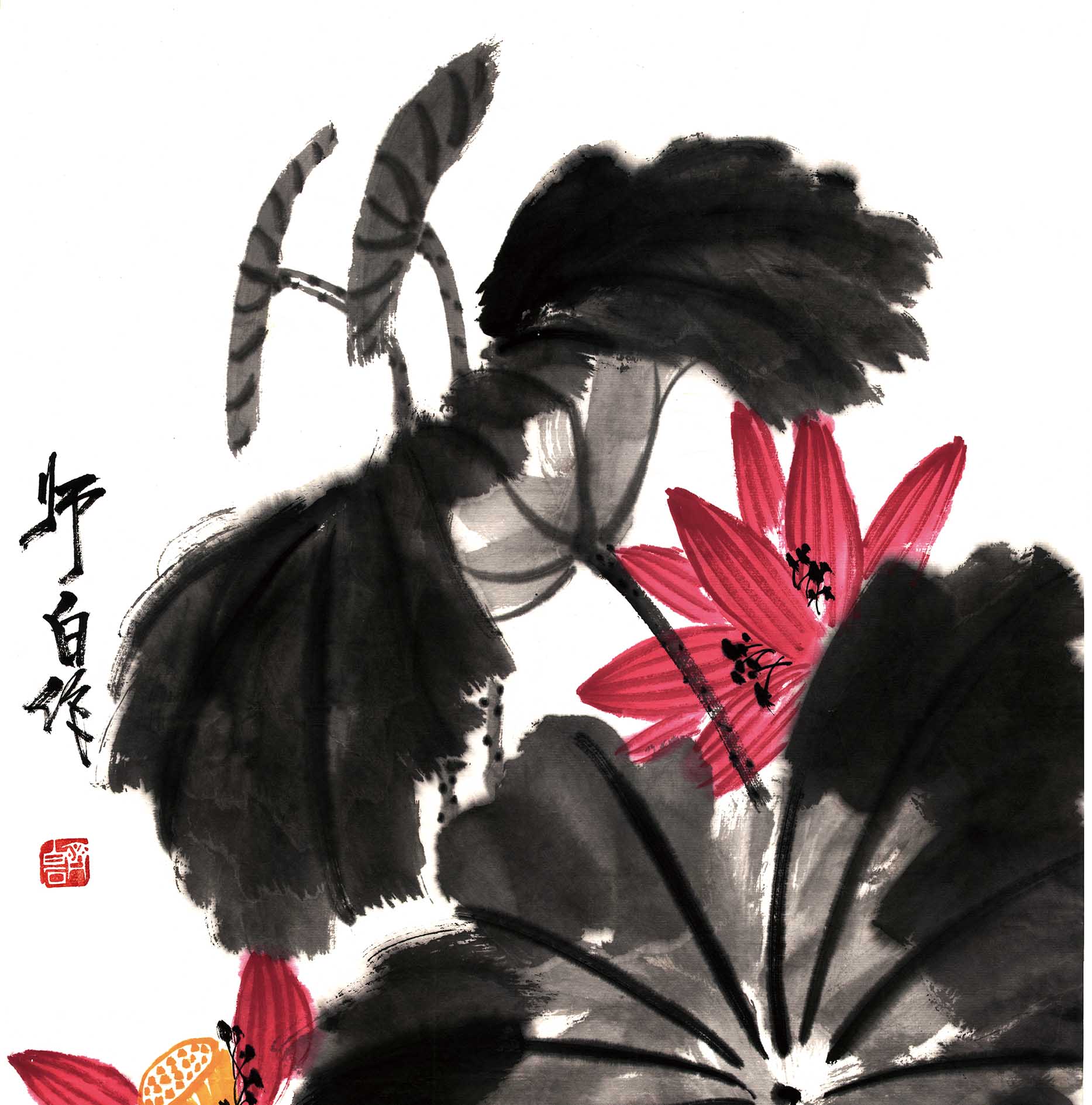 Chinese Antique Art Painting 娄师白 荷花鸳鸯图 Lou Shibai Lotus Birds China Ancient Wall Picture Ideas 4091-Chinese Style Finds™