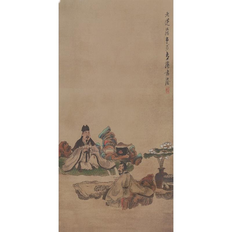 Chinese Antique Art Painting 明 陈洪绶 品茶图 Ming Chen Hongshou Pin Cha Tu China Ancient Wall Picture Ideas 2120-Chinese Style Finds™