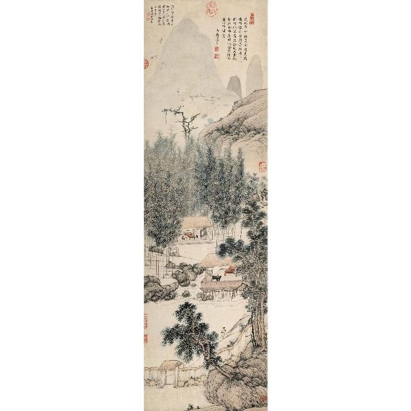 Chinese Antique Art Painting 明 沈贞 竹炉山房图 Ming Shen Zhen Zhu Lu Shan Fang China Ancient Wall Picture Ideas 1870-Chinese Style Finds™