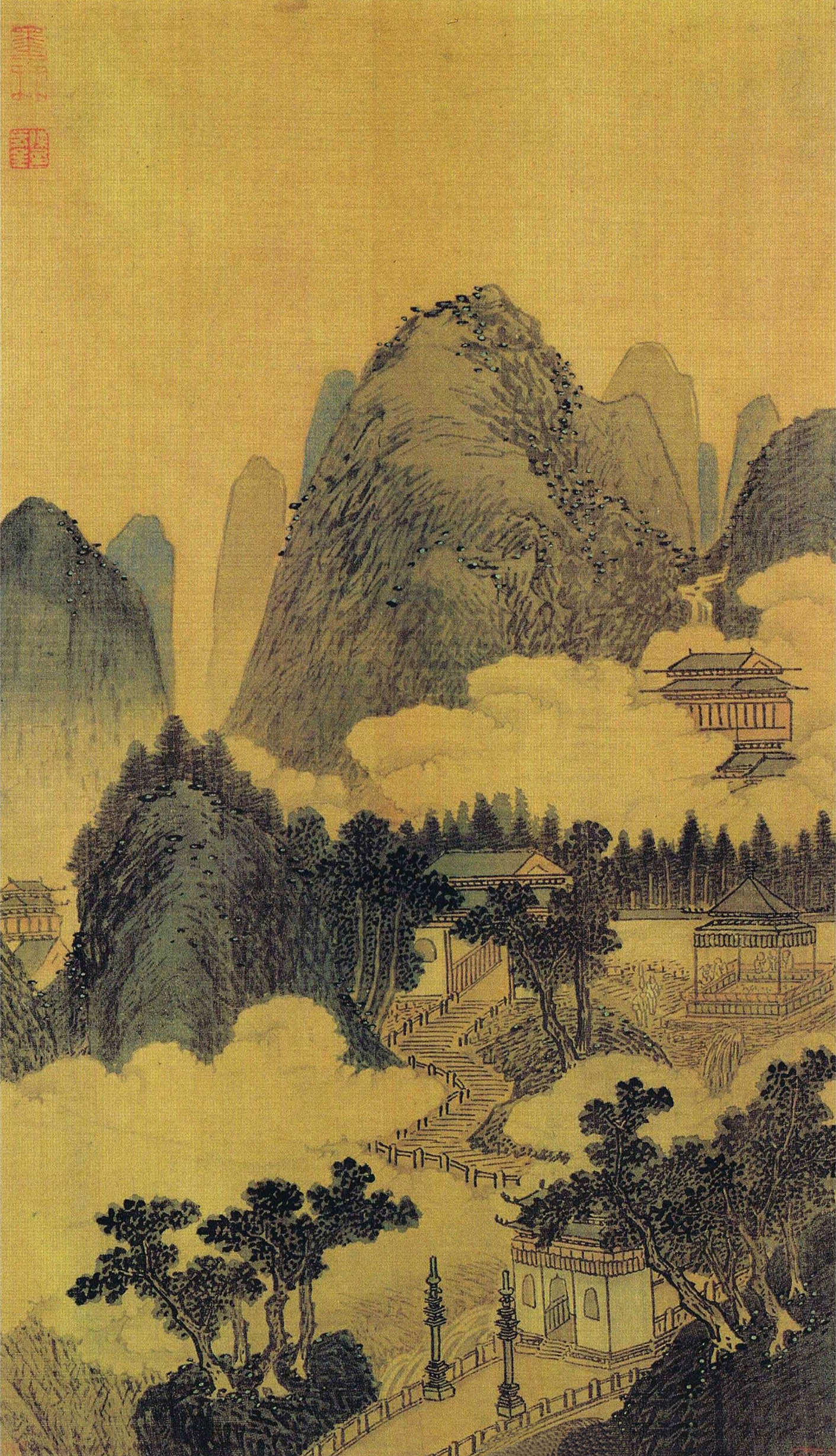 Chinese Antique Art Painting 明 沈周 两江名胜图 Ming Shen Zhou Liang Jiang Ming Sheng Tu China Ancient Wall Picture Ideas 2220-Chinese Style Finds™