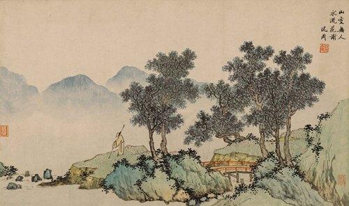 Chinese Antique Art Painting 明 沈周 落花诗意图 垂钓图 杖藜远眺国 Ming Shen Zhou China Ancient Wall Picture Ideas 2158-Chinese Style Finds™