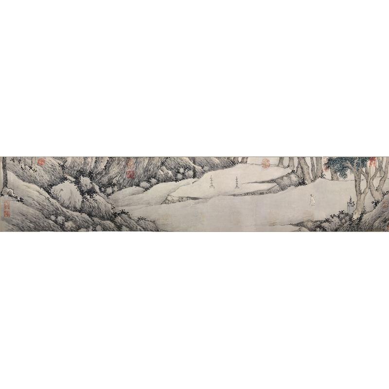 Chinese Antique Art Painting 明 沈周 千人石夜游图 Ming Shen Zhou Qian Ren Shi Ye You Tu China Ancient Wall Picture Ideas 2064-Chinese Style Finds™