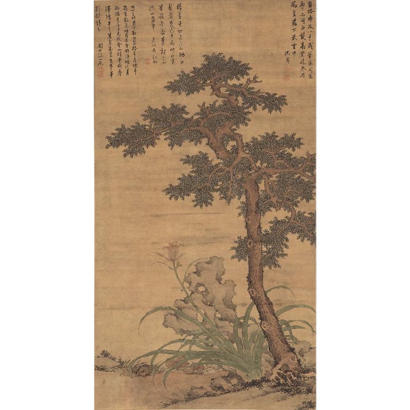 Chinese Antique Art Painting 明 沈周 田椿萱图 Ming Shen Zhou Tian Chun Xuan Tu China Ancient Wall Picture Ideas 1876-Chinese Style Finds™