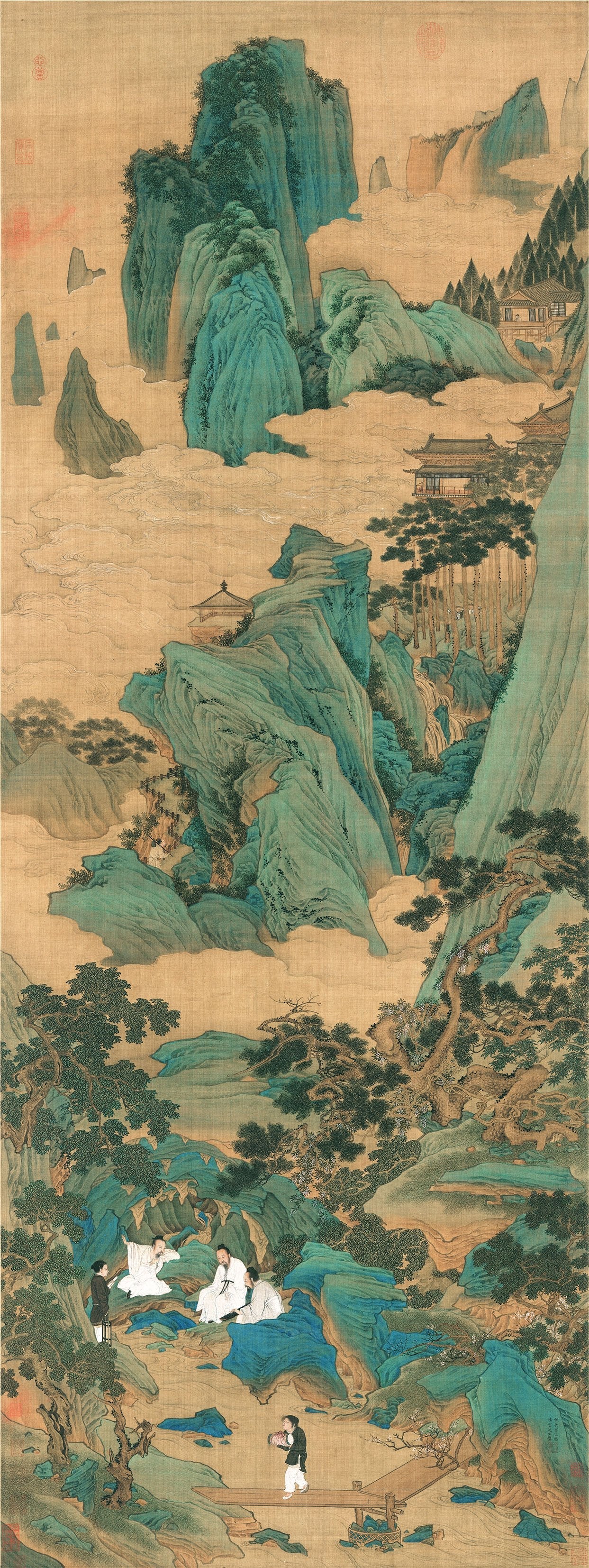 Chinese Antique Art Painting 明 仇英 桃源仙境图 Ming Qiu Ying Tao Yuan Xian Jing China Ancient Wall Picture Ideas 1760-Chinese Style Finds™