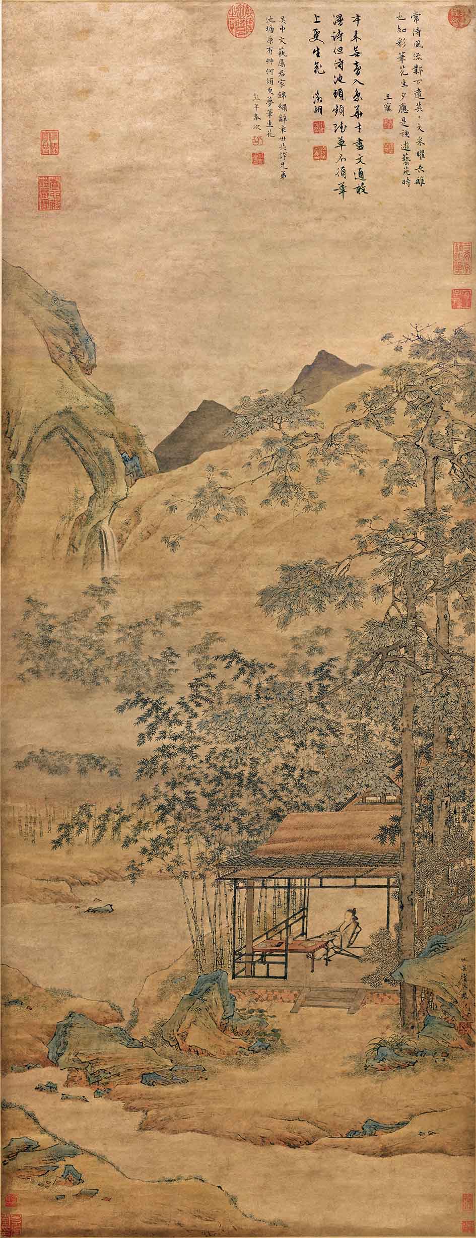 Chinese Antique Art Painting 明 仇英 梧竹书堂图 Ming Qiu Ying Wu Zhu Shu Tang China Ancient Wall Picture Ideas 1906-Chinese Style Finds™