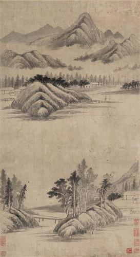 Chinese Antique Art Painting 明 董其昌 隔水云山图 Ming Dong Qichang Ge Shui Yun Shan Tu China Ancient Wall Picture Ideas 2028-Chinese Style Finds™