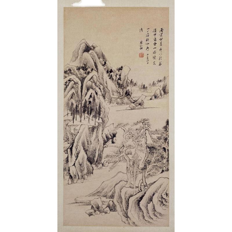 Chinese Antique Art Painting 明 董其昌 佘山游境图 Ming Dong Qichang She Shan You Jing China Ancient Wall Picture Ideas 1940-Chinese Style Finds™