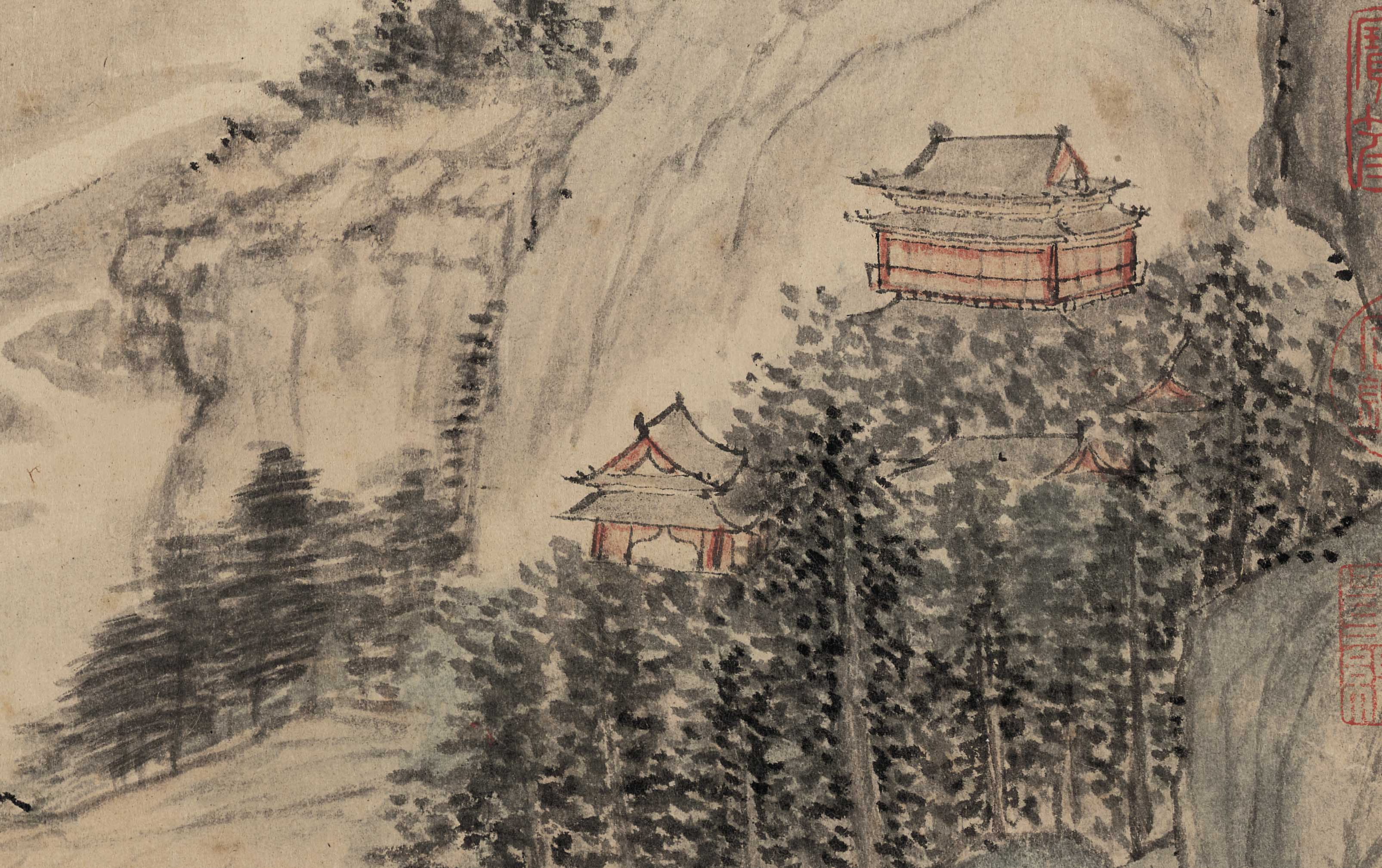 Chinese Antique Art Painting 明 金润 溪山真赏图 Ming Jin Run River Mountain China Ancient Wall Picture Ideas 4391-Chinese Style Finds™