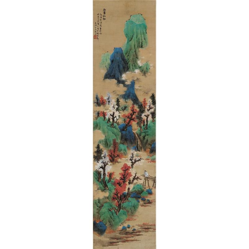 Chinese Antique Art Painting 明 蓝瑛 白云红树图 Ming Lan Ying Bai Yun Hong Shu China Ancient Wall Picture Ideas 1984-Chinese Style Finds™