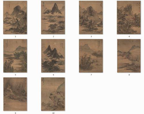 Chinese Antique Art Painting 明 蓝瑛 山水十开 Ming Lan Ying Shan Shui Shi Kai China Ancient Wall Picture Ideas 2198-Chinese Style Finds™