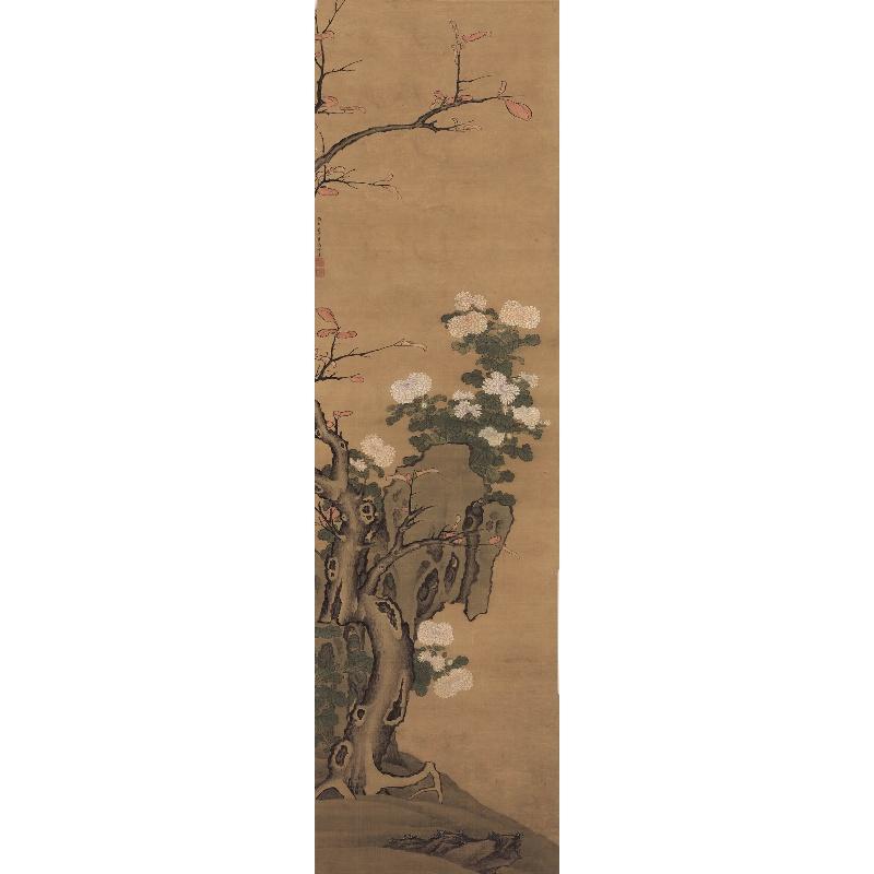 Chinese Antique Art Painting 明 陆逵 菊花枫叶图 Ming Lu Kui Chrysanthemum Maple Leaf China Ancient Wall Picture Ideas 4281-Chinese Style Finds™