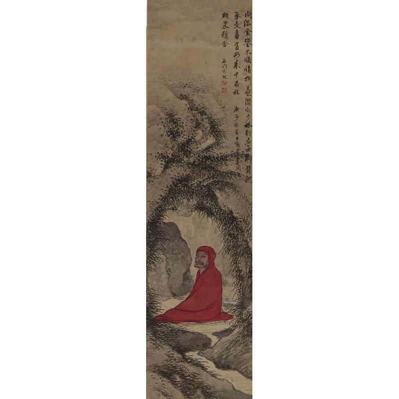 Chinese Antique Art Painting 明 宋旭 达摩面壁图 Ming Song Xu Da Mo Mian Bi China Ancient Wall Picture Ideas 4413-Chinese Style Finds™