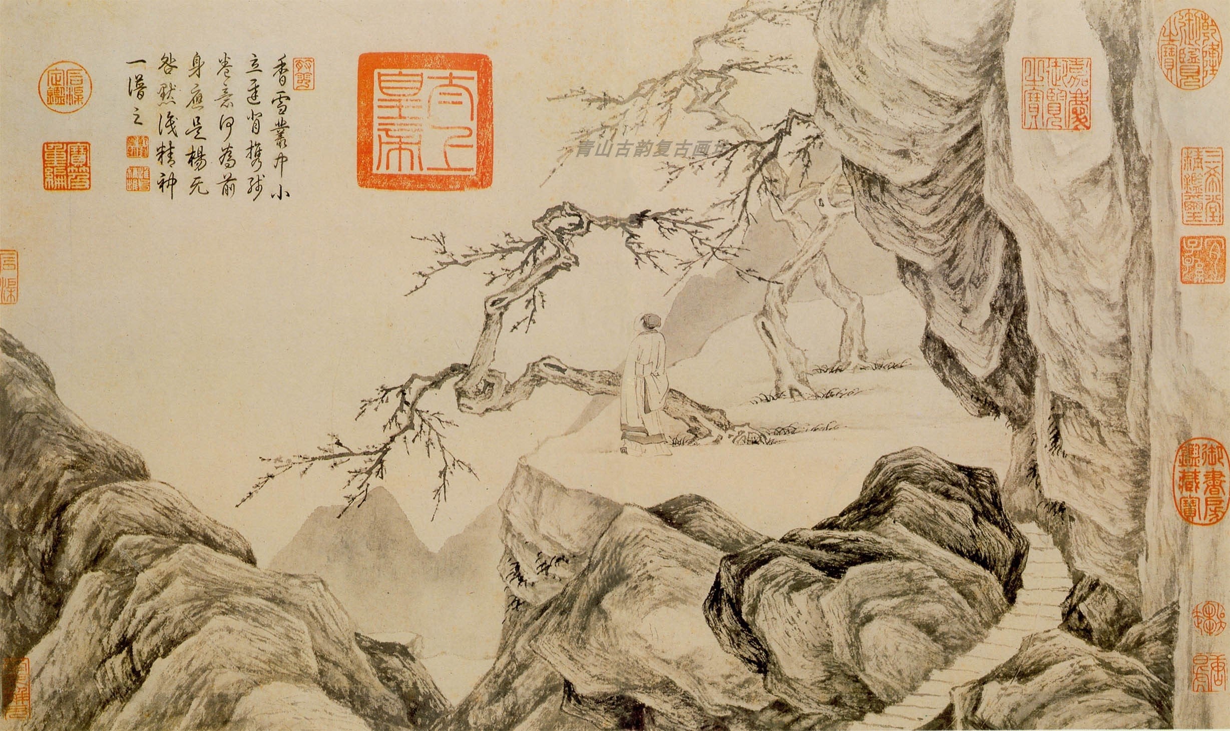 Chinese Antique Art Painting 明 唐寅 山水人物册 唐伯虎 Ming Tang Yin Bohu Shan Shui Ren Wu Landscape China Ancient Wall Picture Ideas 2134-Chinese Style Finds™