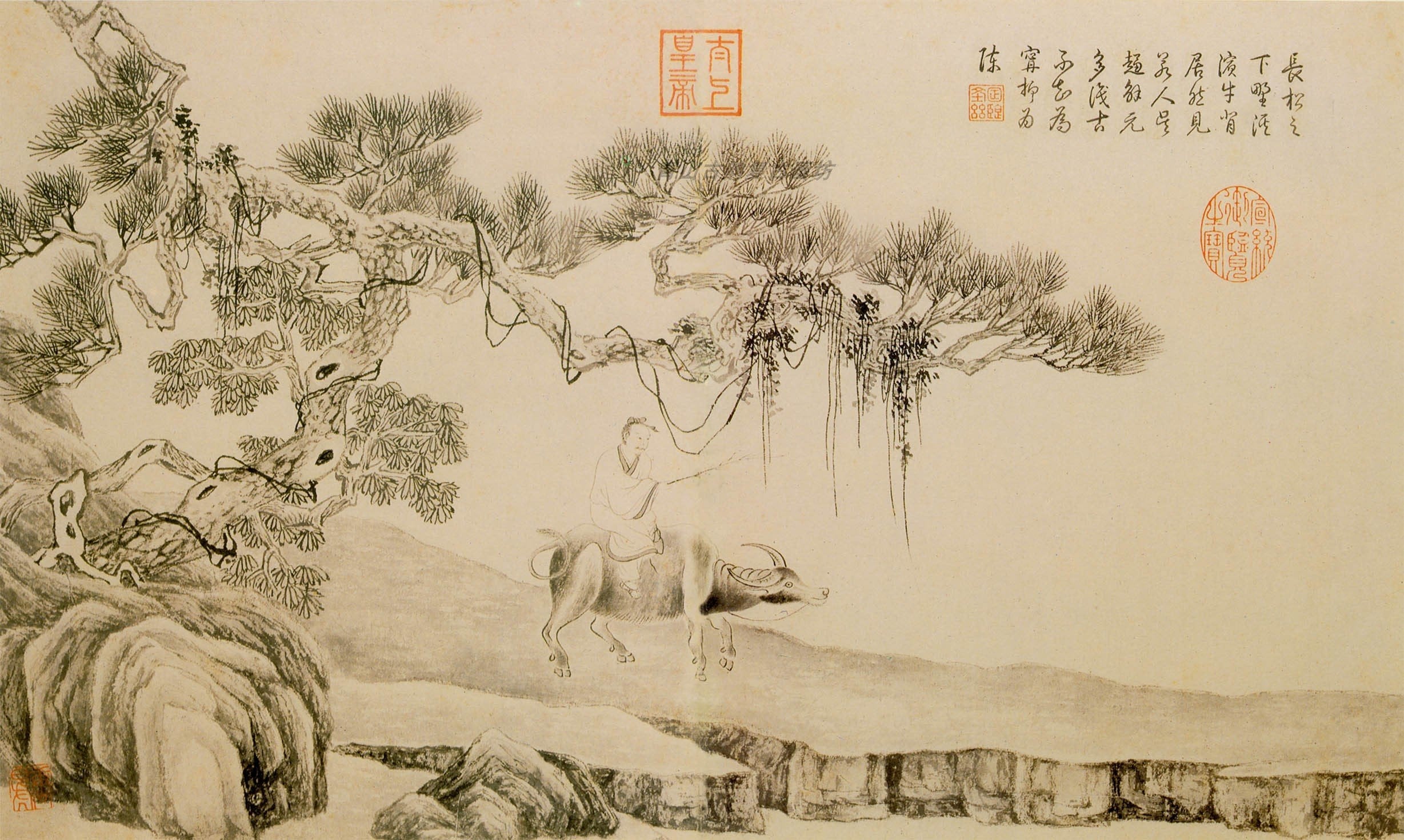 Chinese Antique Art Painting 明 唐寅 山水人物册 唐伯虎 Ming Tang Yin Bohu Shan Shui Ren Wu Landscape China Ancient Wall Picture Ideas 2134-Chinese Style Finds™