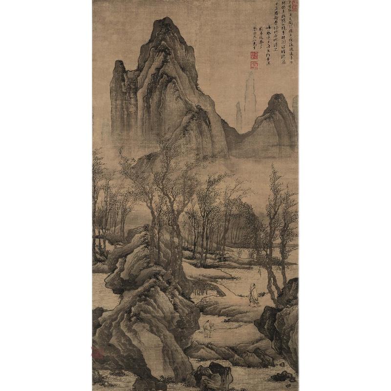 Chinese Antique Art Painting 明 唐寅唐伯虎 步溪图 Ming Tang Yin Bohu Bu Xi Tu China Ancient Wall Picture Ideas 1902-Chinese Style Finds™