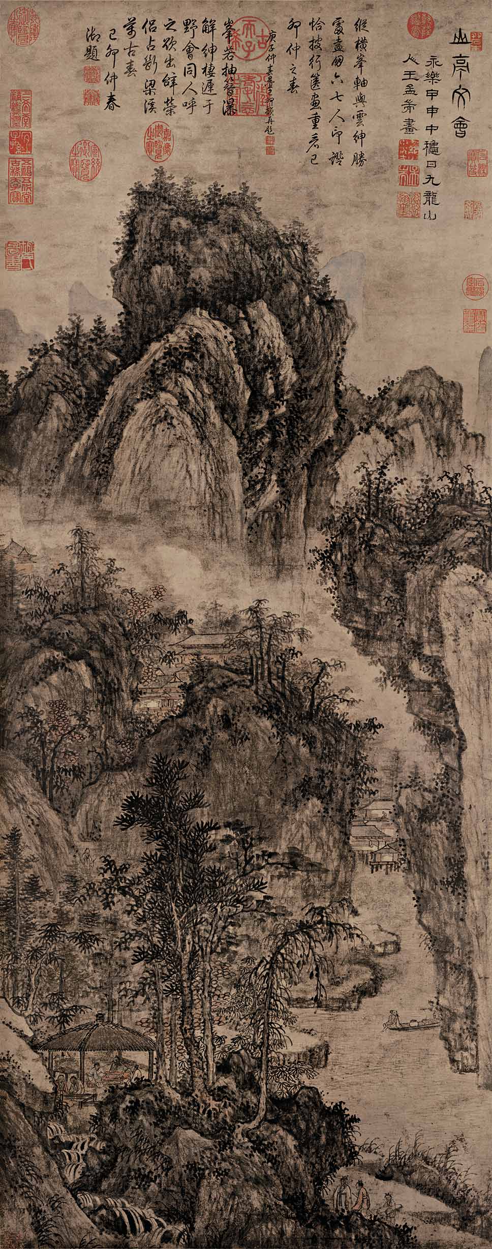 Chinese Antique Art Painting 明 王绂 山亭文会图 Ming Wang Fu Shan Ting China Ancient Wall Picture Ideas 4015-Chinese Style Finds™